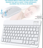 Samsung Galaxy Note 10.1" GT-N8000 Uyumlu Kablosuz Bluetooth Şarjlı Klavye Şarjlı Mouse Seti - Beyaz thumbnail 5