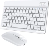 Samsung Galaxy Note 10.1" GT-N8000 Uyumlu Kablosuz Bluetooth Şarjlı Klavye Şarjlı Mouse Seti - Beyaz thumbnail 1