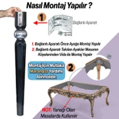 4 Adet Elips Masa Dresuar Ayağı 75 cm Plastik Siyah Krom Ayak Mutfak Yemek Masası Mobilya Ayakları thumbnail 5