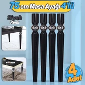 4 Adet Elips Masa Dresuar Ayağı 75 cm Plastik Siyah Krom Ayak Mutfak Yemek Masası Mobilya Ayakları thumbnail 1