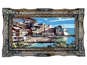 Riviera'da Bir Gün Adlı İran Tebriz Halı Tablo 123x73cm - Duvar Halı Kilim Tablo - 1