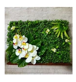 Yapay Islak Doku Beyaz Orkideli Yeşil Panel Şimşir 40x60 Sık Doku Renkli Garnitürlü - 2