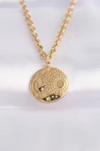 316L Çelik Zincir Altın Renk Oval Desenli Kolye thumbnail 1