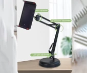 Metal Telefon Tablet Tutucu Zemin Standlı Teleskobik Akrobat 360 Derece Dönme - 1