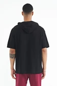 Tommy Life Erkek Siyah Kapüşonlu İnterlok T-shirt 88179 - 3