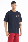 Tommy Life Erkek Lacivert Oversize T-shirt 88197 thumbnail 2