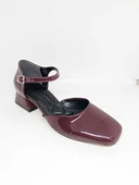 Küt Burun Rugan Ayakkabı Siyah Nut Bordo - 6