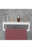 Risingmaber Beyaz Havlu Tutacağı Raf Metal Havlu Askısı Mutfak Banyo Raflı Havluluk Metal Raflı Havluluk - 4