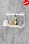 Risingmaber Yapışkanlı Beyaz Kedi Desenli Banyo Düzenleyici, Mutfak Düzenleyici, Banyo Organizer 3M Yapışkanlı Tasarım MT86B - 2