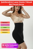 İz Yapmaz Kaymayı Önleyen Silikon Toparlayıcı Şekillendirici Şık Lazer Kesim Yüksek Bel Paçalı Korse thumbnail 1
