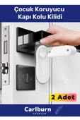 Özel Üretim 180 Derece Dönebilen Düğmeli Bebek Çocuk Koruyucu Kapı Kolu Kilidi - 2 Adet - 1