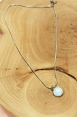 Kalsedon Doğal Taşı Zincirli El Yapımı Kolye Uç: 1,5 cm Zincir: 20 cm Kutulu - 5