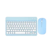 Amazon Fire HD 10 2019 10.1" Uyumlu Kablosuz Bluetooth Şarjlı Türkçe Q Klavye Mouse Seti - Mavi thumbnail 1