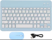 Amazon Fire HD 10 2019 10.1" Uyumlu Kablosuz Bluetooth Şarjlı Türkçe Q Klavye Mouse Seti - Mavi thumbnail 2