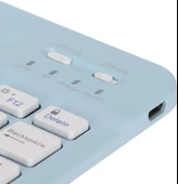 Amazon Fire HD 10 2019 10.1" Uyumlu Kablosuz Bluetooth Şarjlı Türkçe Q Klavye Mouse Seti - Mavi thumbnail 7