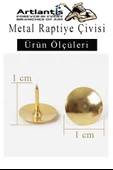 Metal Raptiye Çivisi 150 Adet 1 Paket Perçinli Altın Sarı Raptiye Nikel Kaplamalı Ev Okul Büro Yuvarlak Raptiye - 2