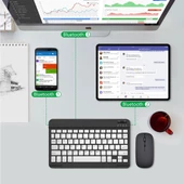 Huawei Mediapad T3 10 9.6" Uyumlu Kablosuz Bluetooth Şarjlı Türkçe Q Klavye Mouse Seti - Siyah - 5