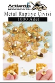 Metal Raptiye Çivisi 1000 Adet 1 Paket Perçinli Altın Sarı Raptiye Nikel Kaplamalı Ev Okul Büro Yuvarlak Raptiye - 1
