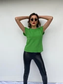 Kadın Yeşil Kolsuz Vatkalı Triko Kazak - 3