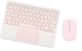 Apple iPad Mini 5 7.9" Uyumlu Kablosuz Bluetooth Dahili Bataryalı Şarjlı TouchPad'li Klavye Mouse Seti - Pembe - 1