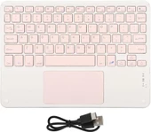 Apple iPad Mini 5 7.9" Uyumlu Kablosuz Bluetooth Dahili Bataryalı Şarjlı TouchPad'li Klavye Mouse Seti - Pembe - 7