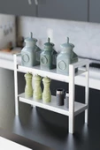 Risingmaber Dekoratif Beyaz 2 Katlı Raflı Çok Amaçlı Mutfak&Banyo Düzenleyici, Organizer MT91B - 1