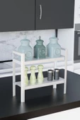 Risingmaber Dekoratif Beyaz 2 Katlı Raflı Çok Amaçlı Mutfak&Banyo Düzenleyici, Organizer MT91B - 3