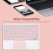 Osmart A100 10.1" Uyumlu Kablosuz Bluetooth Şarjlı TouchPad'li Türkçe Q Klavye - Pembe - 5