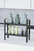Risingmaber Dekoratif Siyah 2 Katlı Raflı Çok Amaçlı Mutfak&Banyo Düzenleyici, Organizer MT91S - 1