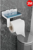Risingmaber Metal Beyaz Ultra Güçlü Yapışkanlı Telefon Tutacaklı Tuvalet WC Kağıtlık MT92B - 1