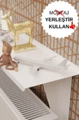 Risingmaber Beyaz Montajsız Petek Üstü Metal Raf, Kalorifer Peteği Raf Dresuar Uçan Raf 60 cm MT98B - 2