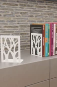 Risingmaber Ağaç Desenli Beyaz Metal Kitap Tutucu, Metal Kitap Desteği , (İkili Set)MK8B - 1