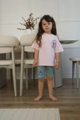 KIZ ÇOCUK STITCH DESENLİ BİSİKLET YAKA PAMUK ŞORTLU TAKIM - 1