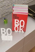 Risingmaber Dekoratif Beyaz Book Yazı Tasarımlı Kitap Tutucu Desteği Metal Kitap Tutucu (İkili Set)MK3B - 6