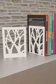 Risingmaber Ağaç Desenli Beyaz Metal Kitap Tutucu, Metal Kitap Desteği , (İkili Set)MK8B - 5