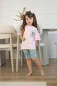 KIZ ÇOCUK STITCH DESENLİ BİSİKLET YAKA PAMUK ŞORTLU TAKIM - 2