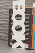 Risingmaber Dekoratif Beyaz Dikey Book Yazı Tasarımlı Metal Kitap Tutucu(İkili Set) MK11B - 7