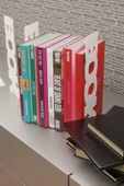Risingmaber Dekoratif Beyaz Dikey Book Yazı Tasarımlı Metal Kitap Tutucu(İkili Set) MK11B - 3