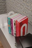 Risingmaber Dekoratif Beyaz Klasik Metal Kitap Tutucu , Kitap Desteği (İkili Set) MK4B - 3