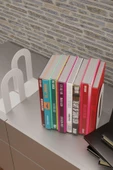 Risingmaber Dekoratif Beyaz Klasik Metal Kitap Tutucu , Kitap Desteği (İkili Set) MK4B - 1