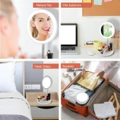 HyMark 10X Büyütme Çift Taraflı Katlanabilir 21 LED Işıklı Makyaj Aynası USB Kablo thumbnail 14