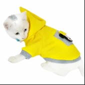 Sarı Sevimli Fare Kapsonlu Sweatshirt Kedi Süeteri Kedi Kıyafeti - 4