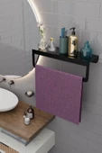 Risingmaber Metal Siyah Havlu Askısı, Mutfak Banyo Raflı Havluluk, Metal Raflı Havluluk, Havlu Tutacağı MT42SD - 2