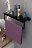 Risingmaber Metal Siyah Havlu Askısı, Mutfak Banyo Raflı Havluluk, Metal Raflı Havluluk, Havlu Tutacağı MT42SD - 1