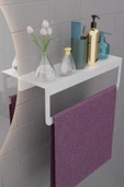 Risingmaber Metal Beyaz Havlu Askısı, Mutfak Banyo Raflı Havluluk, Metal Raflı Havluluk, Havlu Tutacağı MT42BD - 4