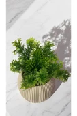 DDPEST Yosunlu Mini Saksıda Yapay Çim Bitkisi Yeşil Garnitürlü Bej Saksı Mini Boy - 2