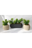 DDPEST 3 ' lü Dekoratif Yosunlu Yapay Çimli Saksı Takımı Canlı / Yapay Çiçek Saksıları - 1