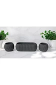 DDPEST 2 Adet -Mini Boy Gri 1 Adet Uzun Gri Mercan Çizgili Saksı Canlı/Yapay Çiçek Saksılığı Balkon Saksısı - 1