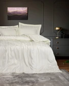 Cotton Box Çift Kişilik Smart Stripe Bambu Saten Nevresim Takımı Ekru - 1