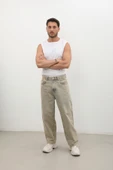 Erkek Skater Fit Jean Pantolon Kahverengi - 1